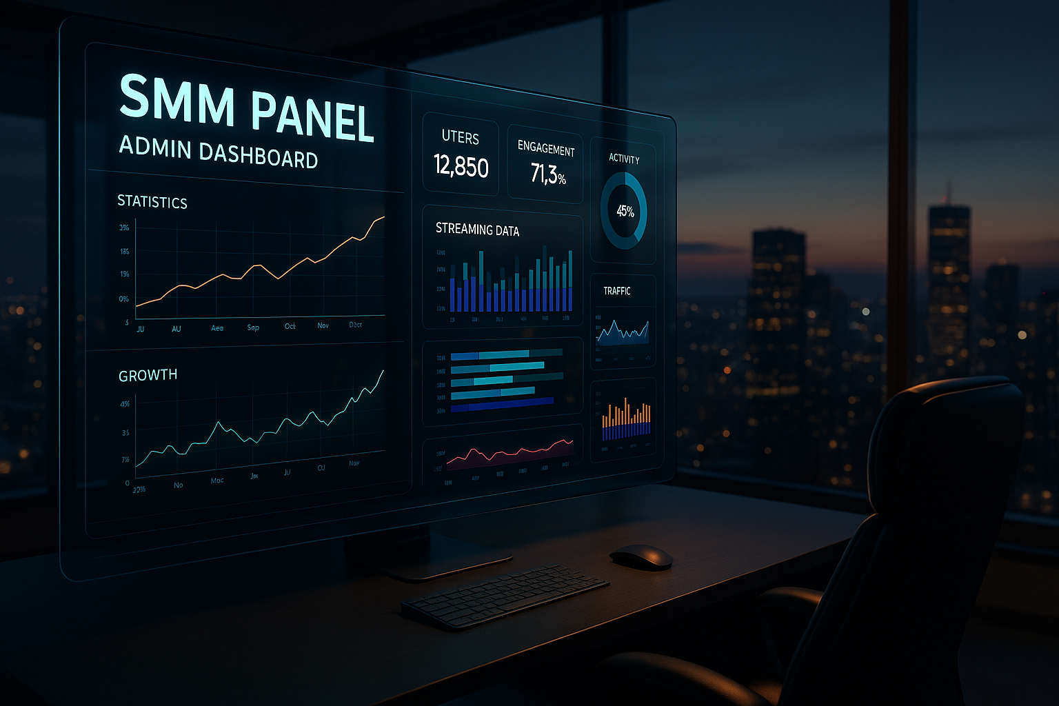 SMM panel admin dashboard illustration